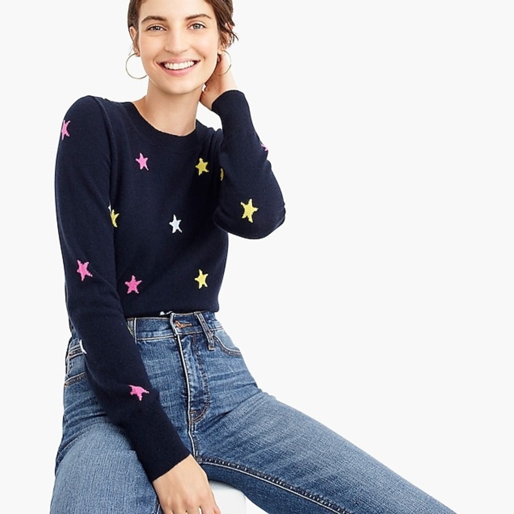 NWT J crew Everyday Cashmere in Stars, L